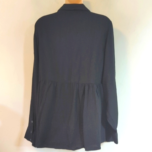 Torrid Peplum Crinkle Flannel Gauze Button Up Top 3X - Picture 8 of 16